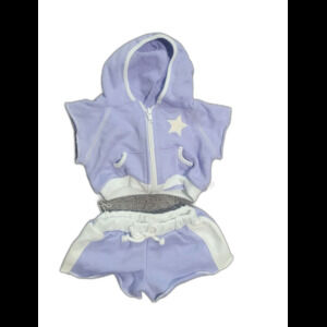 Build-A-Bear Lavender Hooded Short Set with White Star